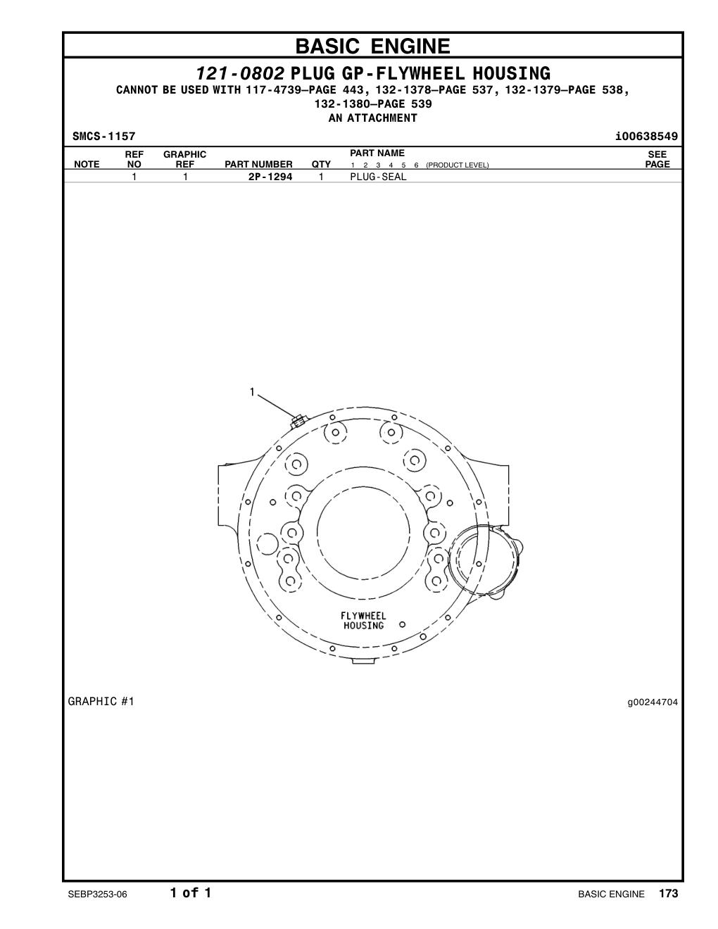 2P-1294 PLUG-SEAL CAT parts manual diagram