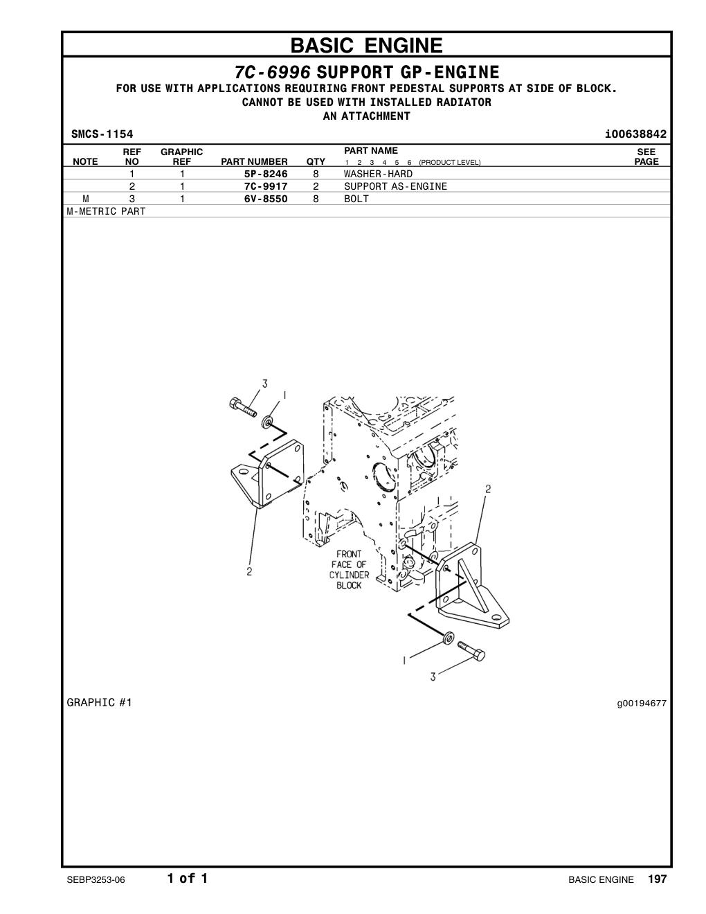 7C-9917 SUPPORT AS-ENGINE CAT parts manual diagram