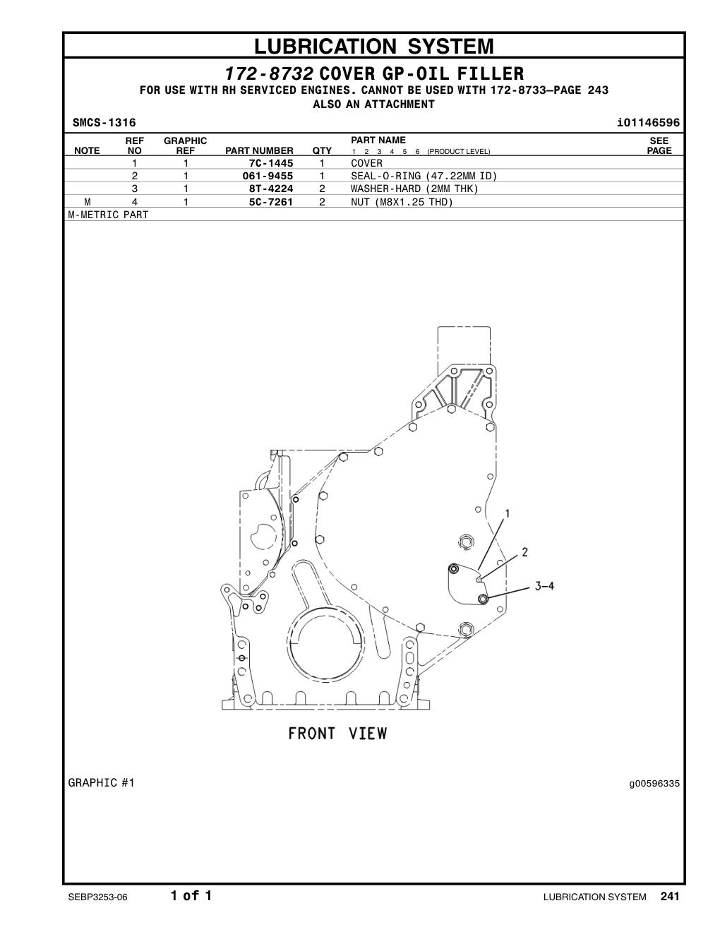 7C-1445 COVER CAT parts manual diagram