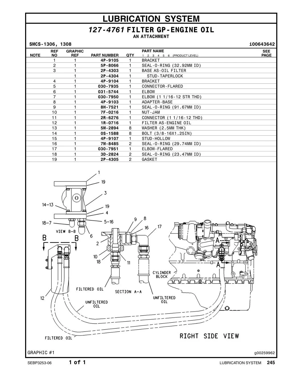 1R-0716 FILTER AS-ENGINE OIL (STANDARD EFFICIENCY) CAT parts manual diagram