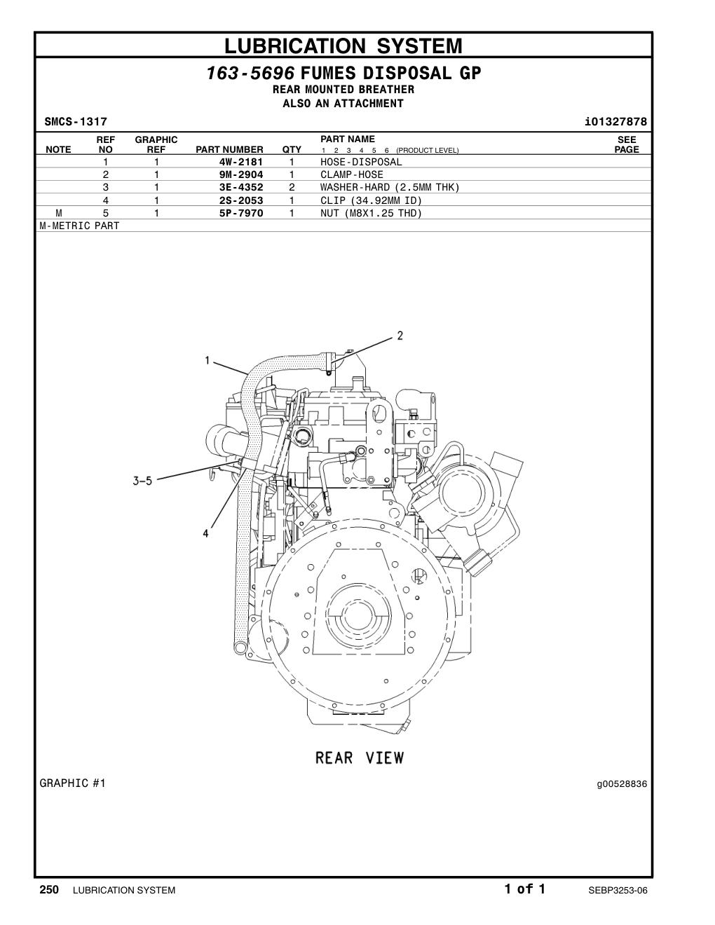 4W-2181 HOSE-DISPOSAL (FUMES) CAT parts manual diagram