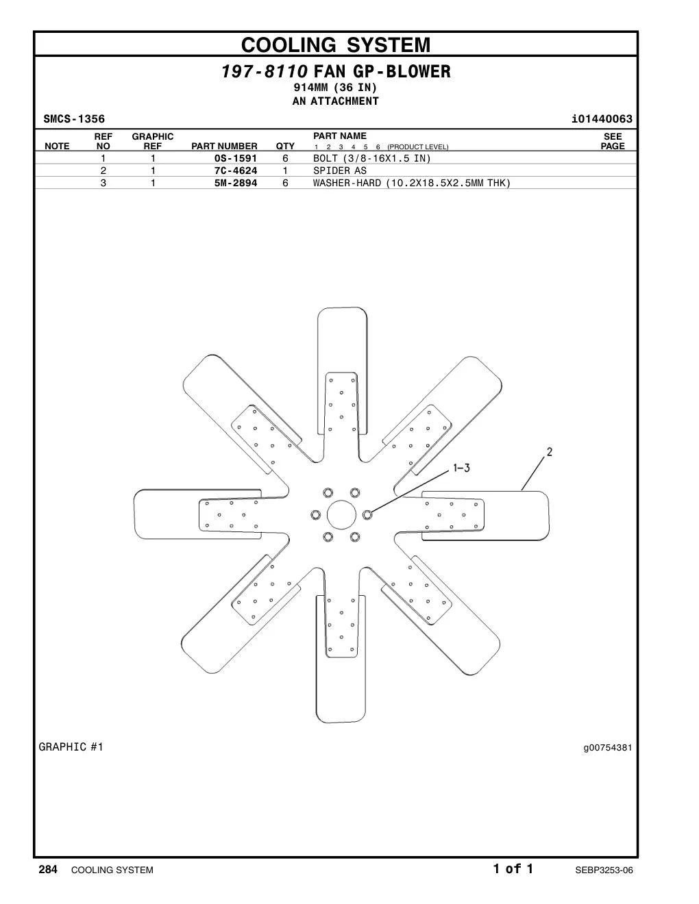 7C-4624 SPIDER AS (8-BLADE) CAT parts manual diagram
