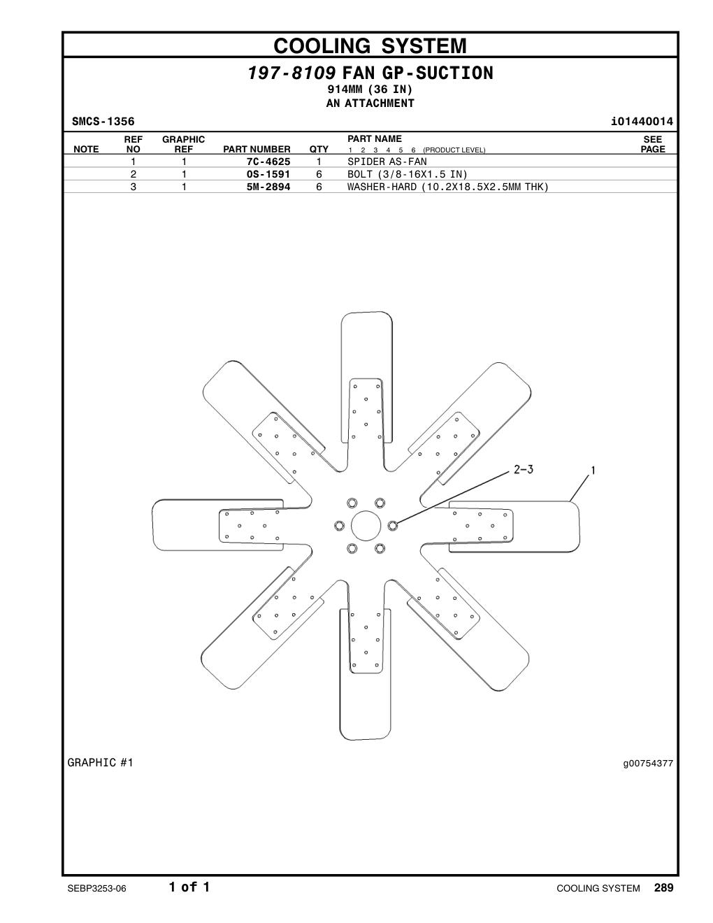 7C-4625 SPIDER AS-FAN (8-BLADE) CAT parts manual diagram