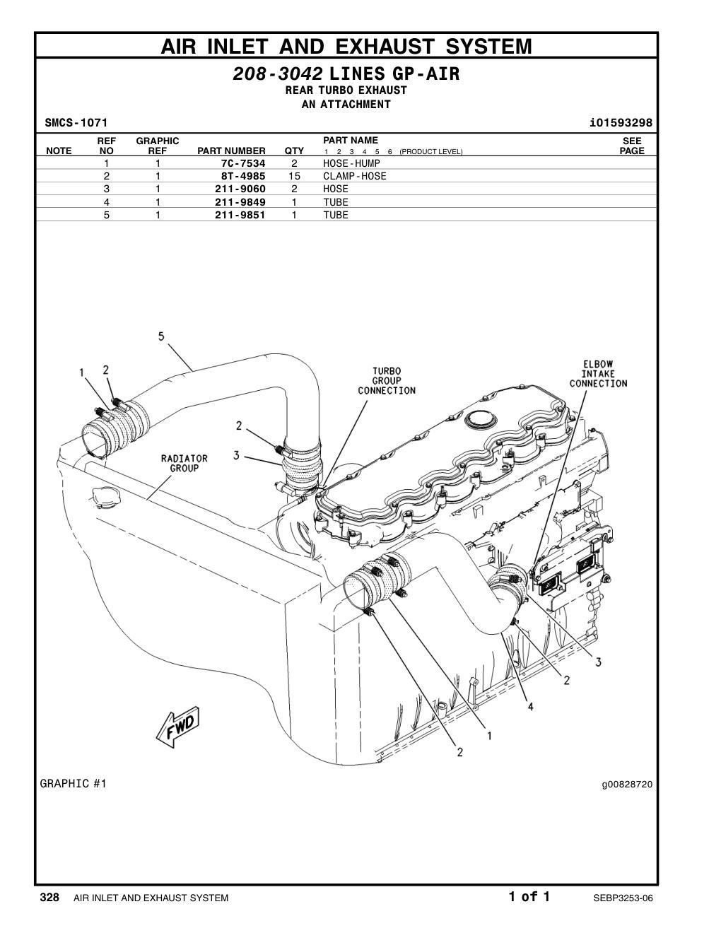 7C-7534 HOSE (OUTLET) CAT parts manual diagram