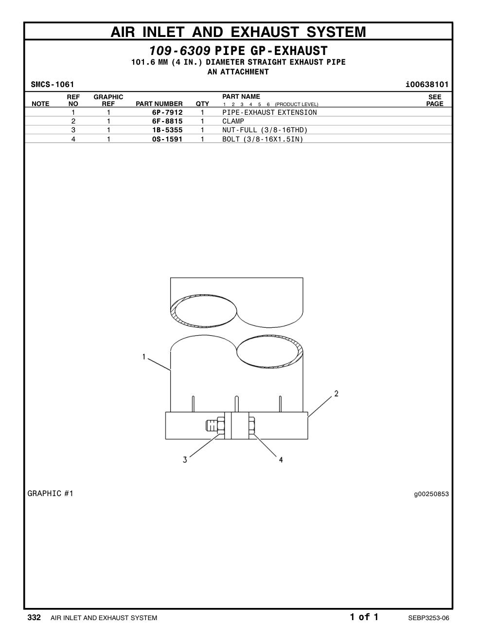 1B-5355 NUT-FULL (3/8-16-THD) CAT parts manual diagram