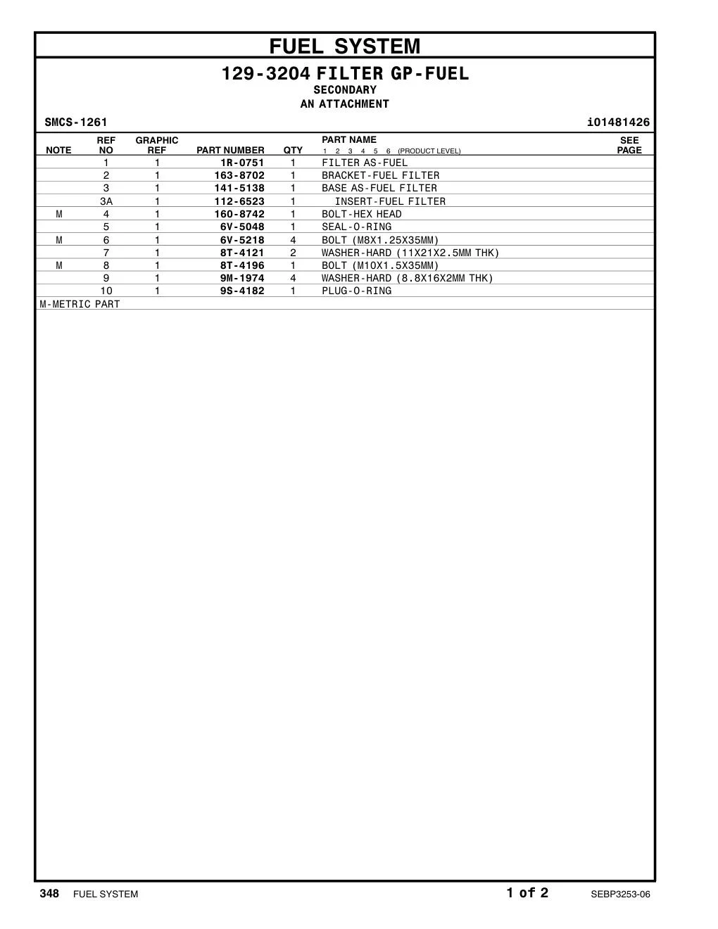 112-6523 - INSERT-FUEL FILTER