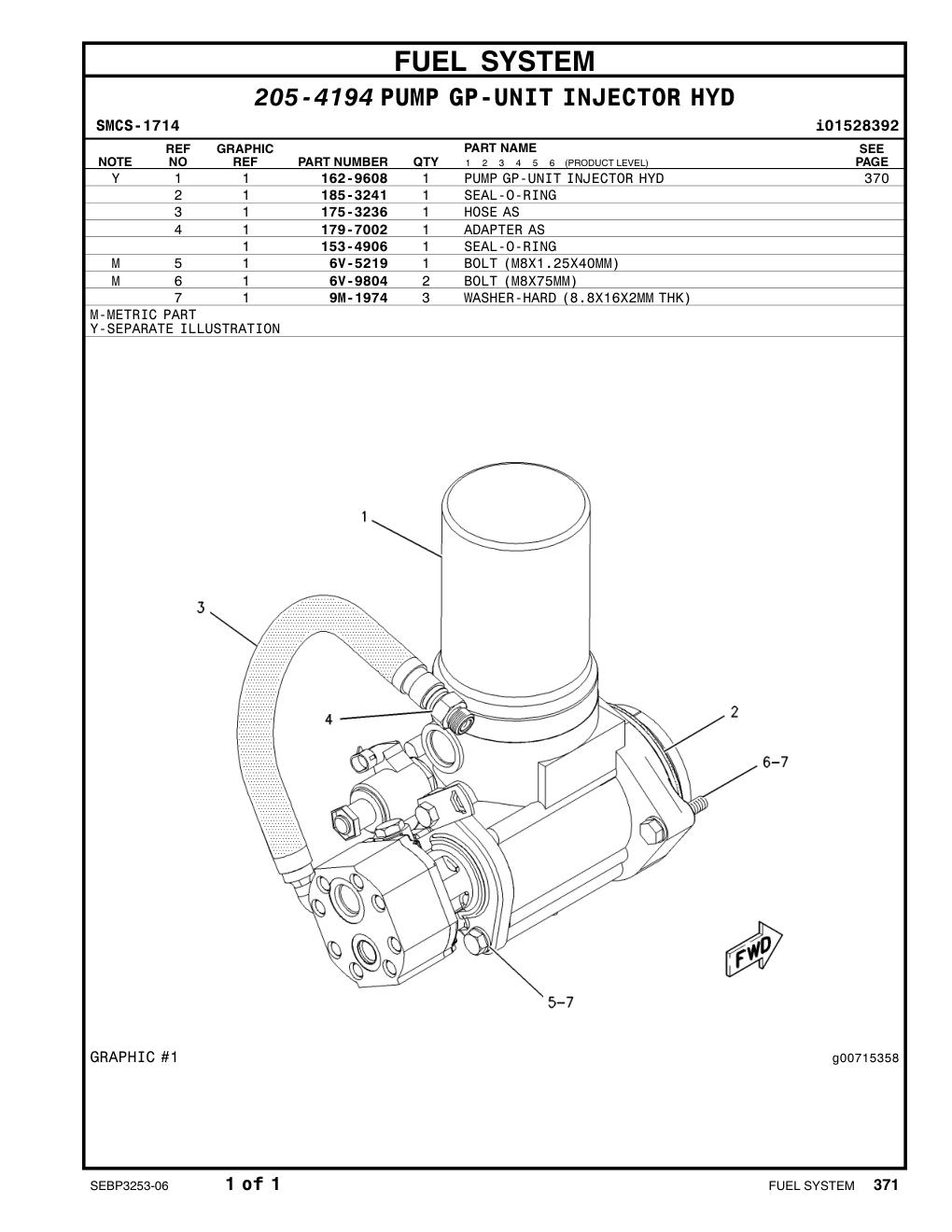 6V-9804 BOLT (L=75mm) CAT parts manual diagram