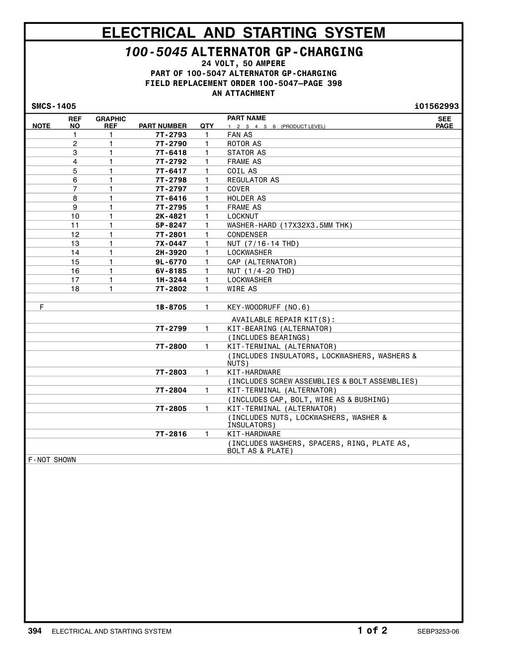 7T-6418 STATOR AS CAT parts manual diagram