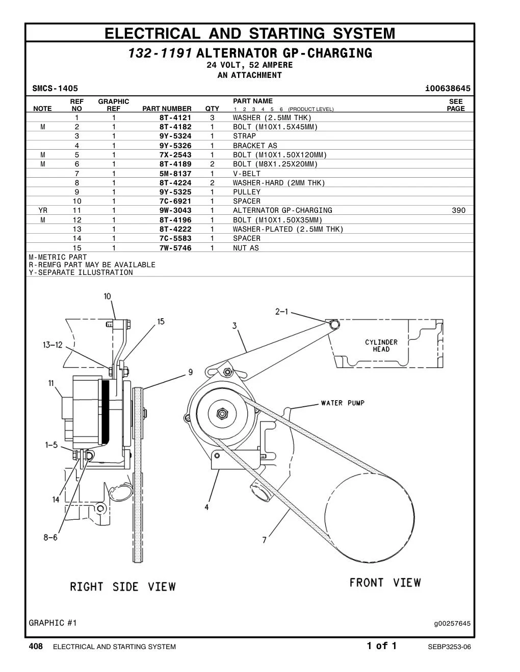 9W-3043 ALTERNATOR GP-CHARGING CAT parts manual diagram