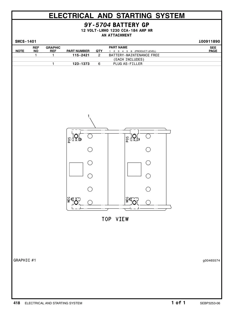 115-2421 - BATTERY-MAINTENANCE FREE (EACH INCLUDES)