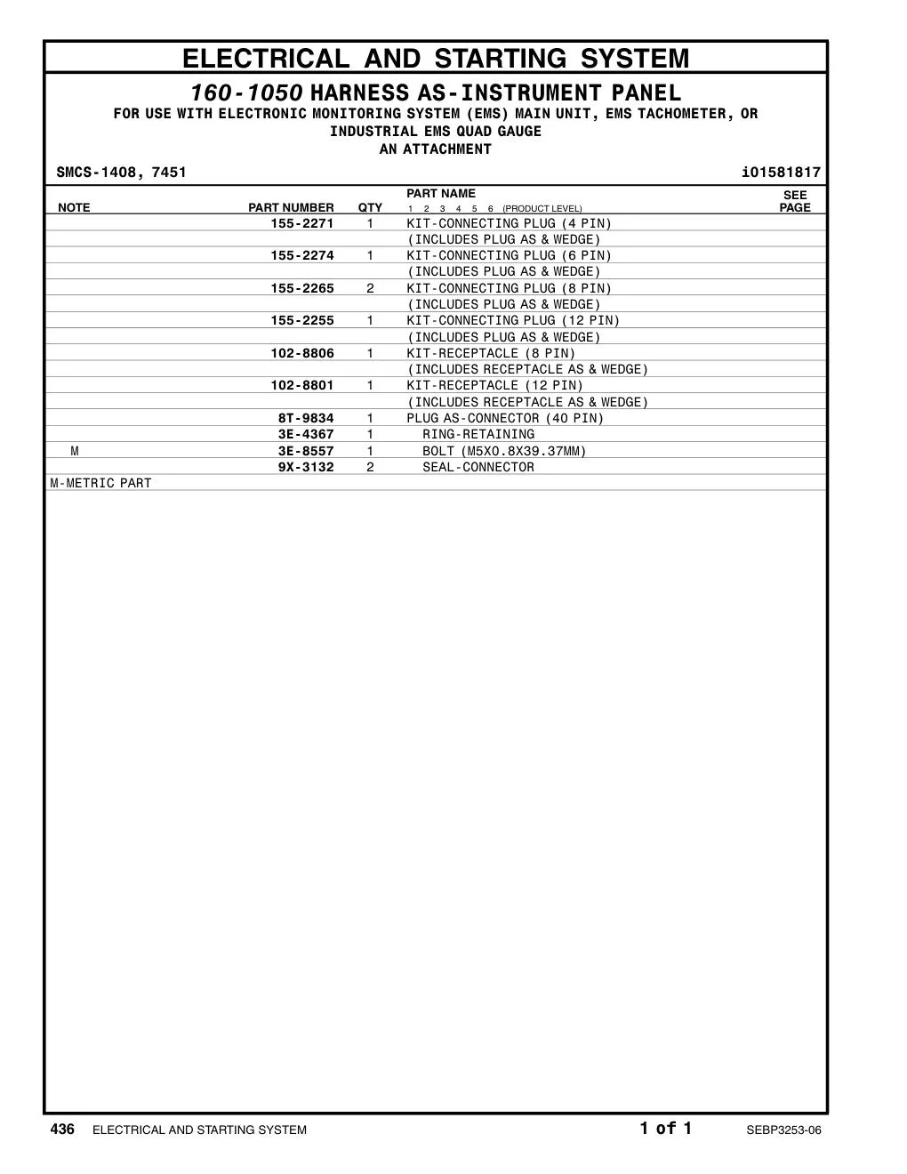 102-8801 - KIT-RECEPTACLE (12 PIN) (INCLUDES RECEPTACLE AS & WEDGE)