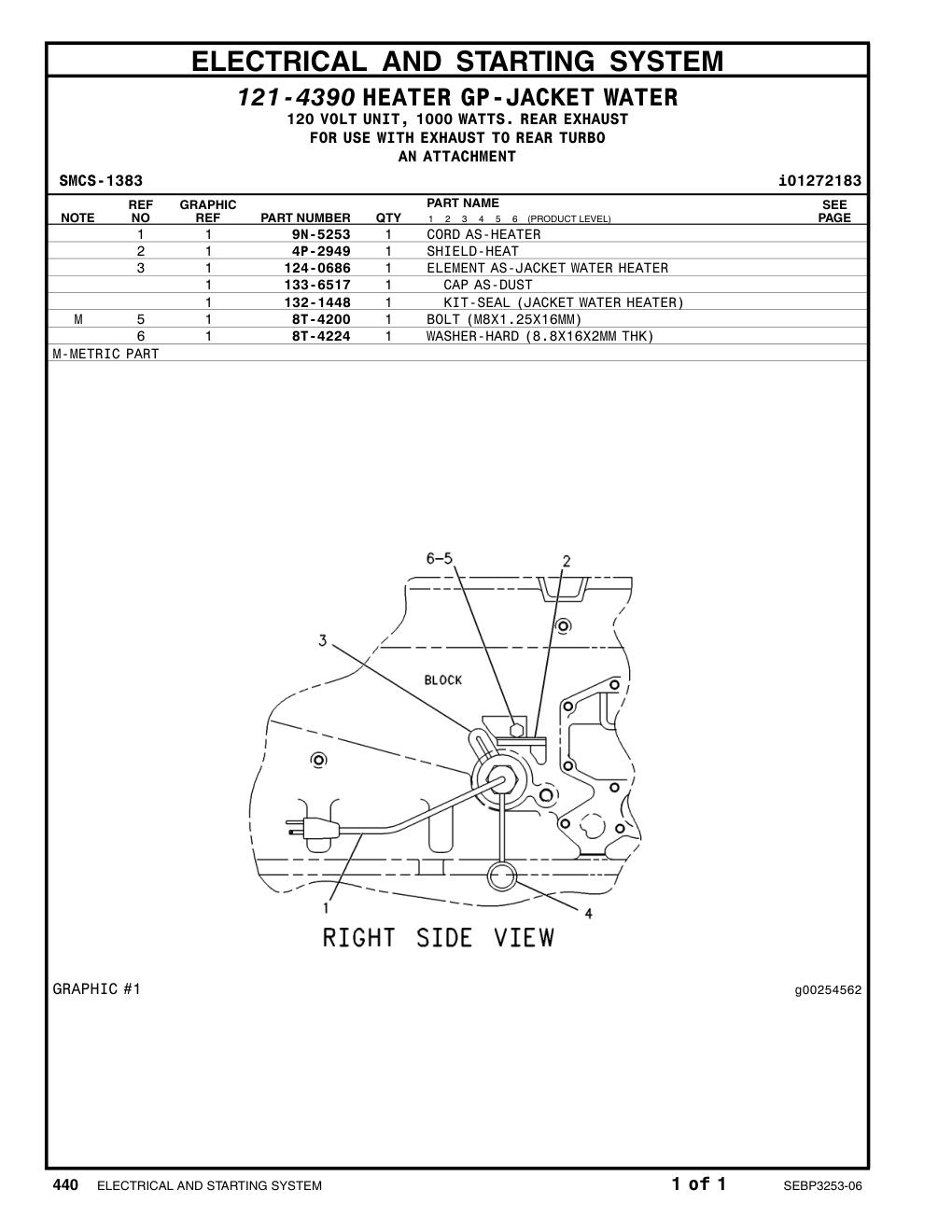 9N-5253 CORDAS-JACKET WATERHEATER CAT parts manual diagram