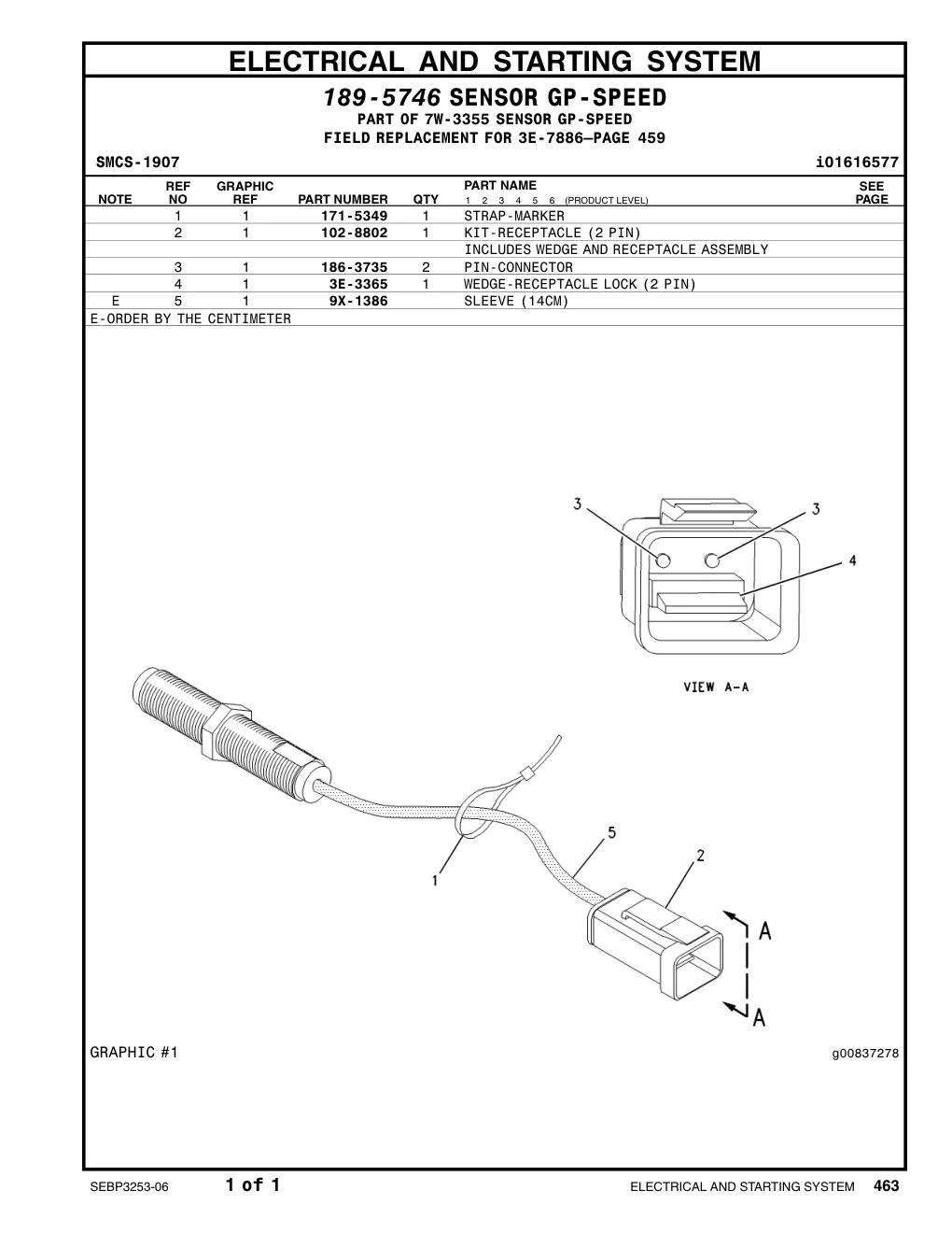 9X-1386 SLEEVE (14CM) CAT parts manual diagram
