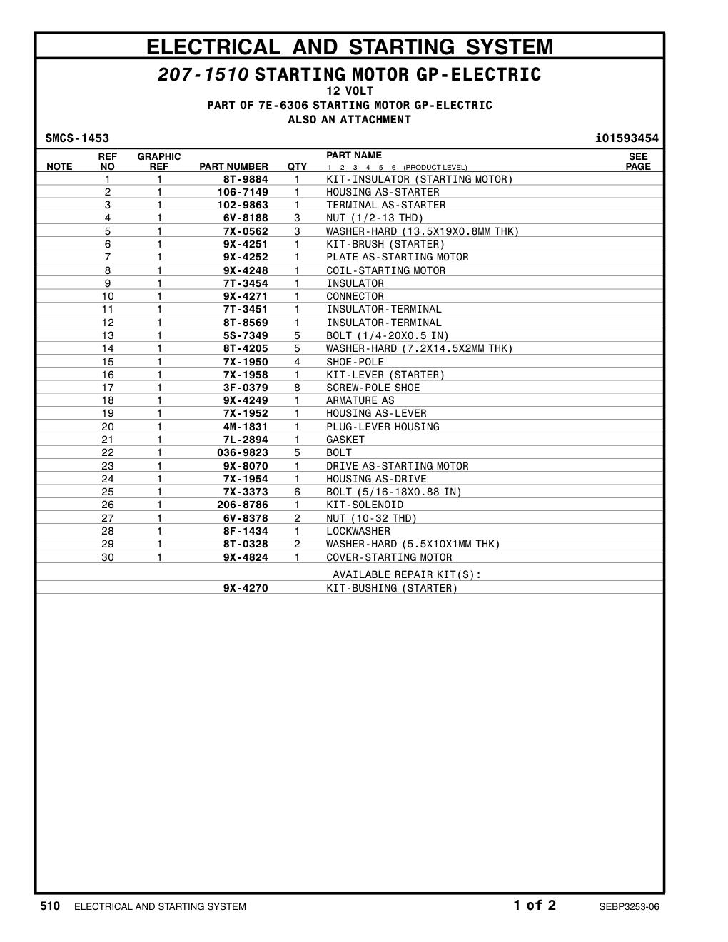 9X-4248 COIL-STARTING MOTOR CAT parts manual diagram