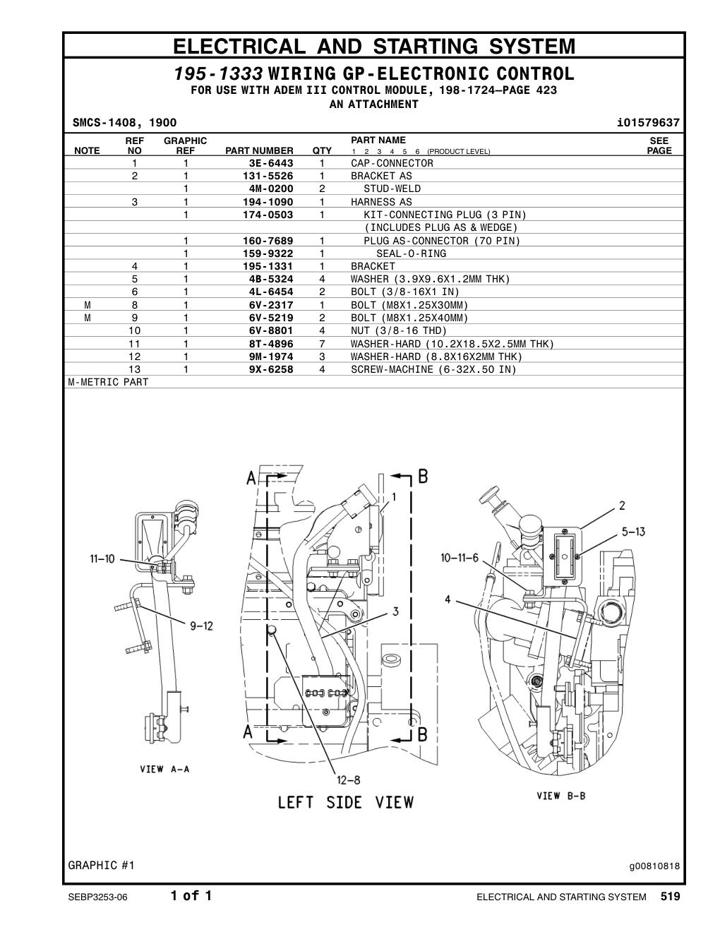 6V-8801 NUT (3/8-16-THD) CAT parts manual diagram