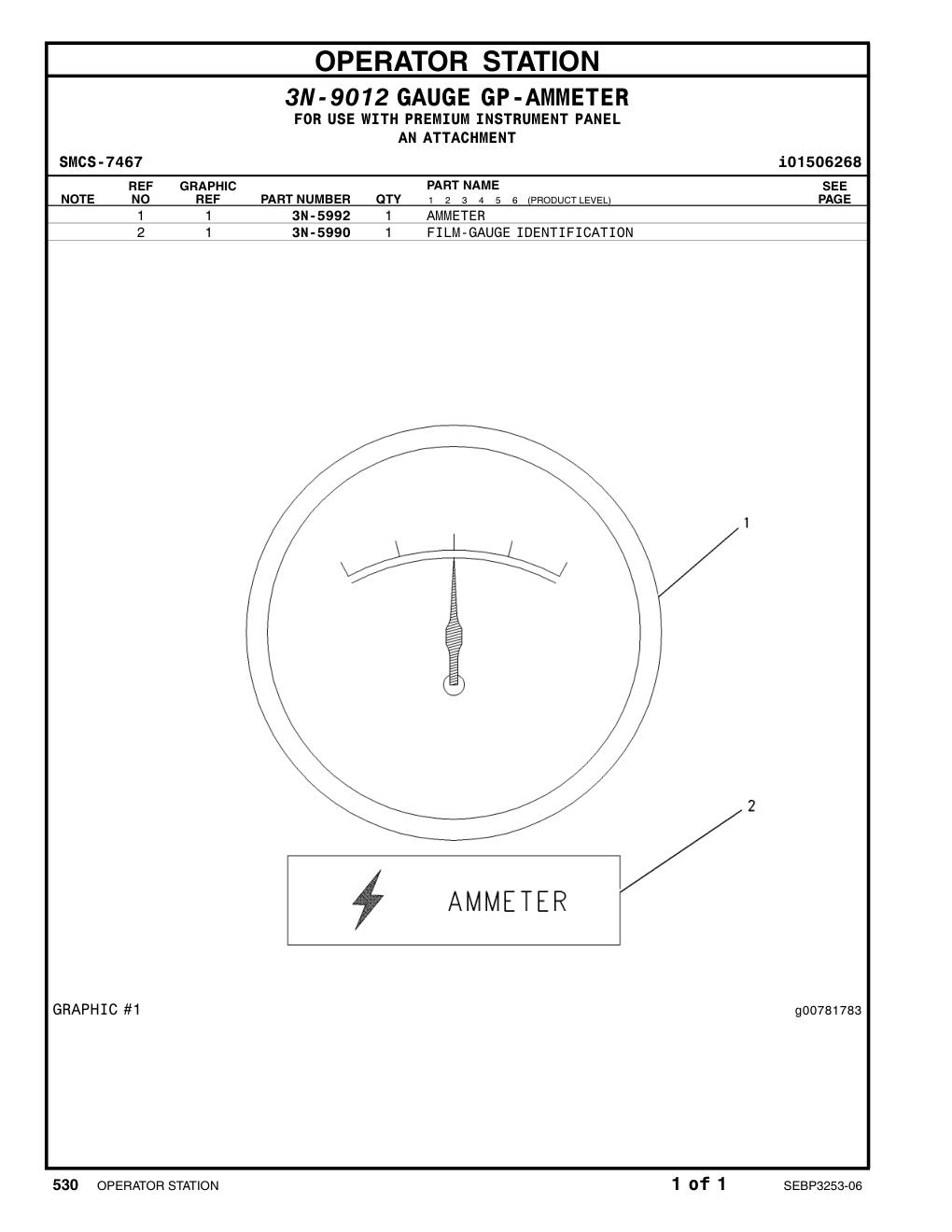 3N-5992 AMMETER CAT parts manual diagram