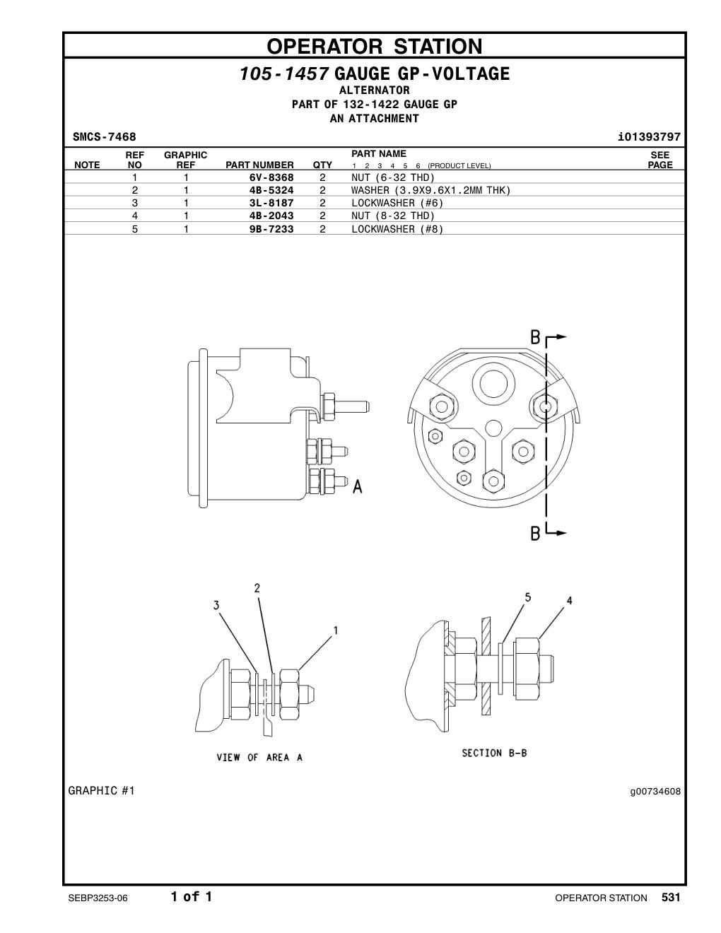 6V-8368 NUT (6-32-THD) CAT parts manual diagram