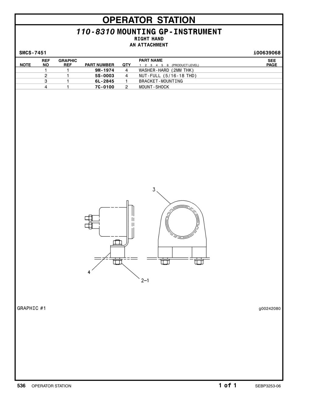 7C-0100 MOUNT-FLEXIBLE CAT parts manual diagram