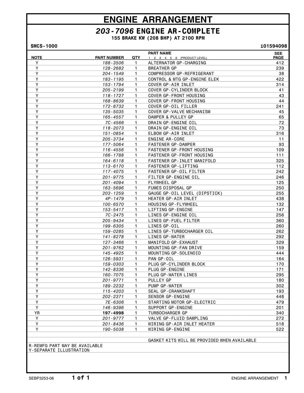 115-4203 - SEAL GP-CRANKSHAFT