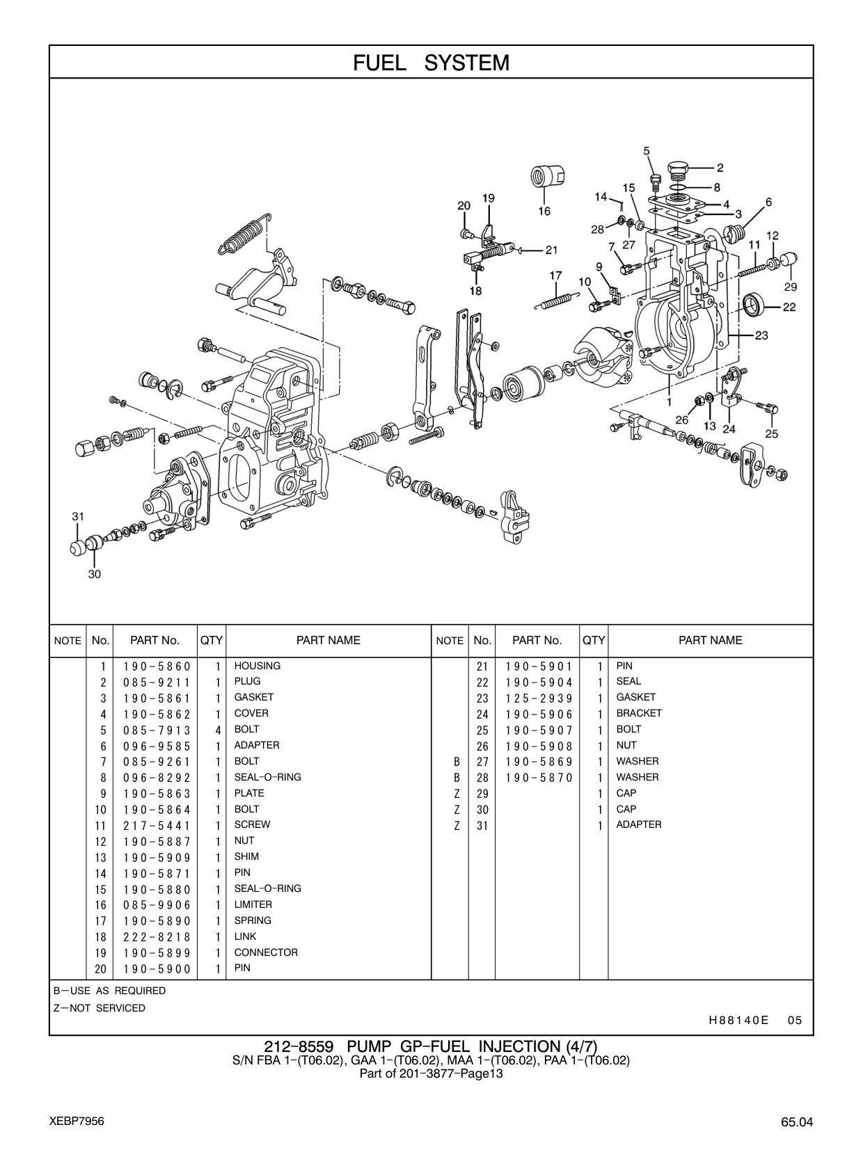 190-5870 - WASHER CAP CAP ADAPTER H 8 8 1 4 0 E 05