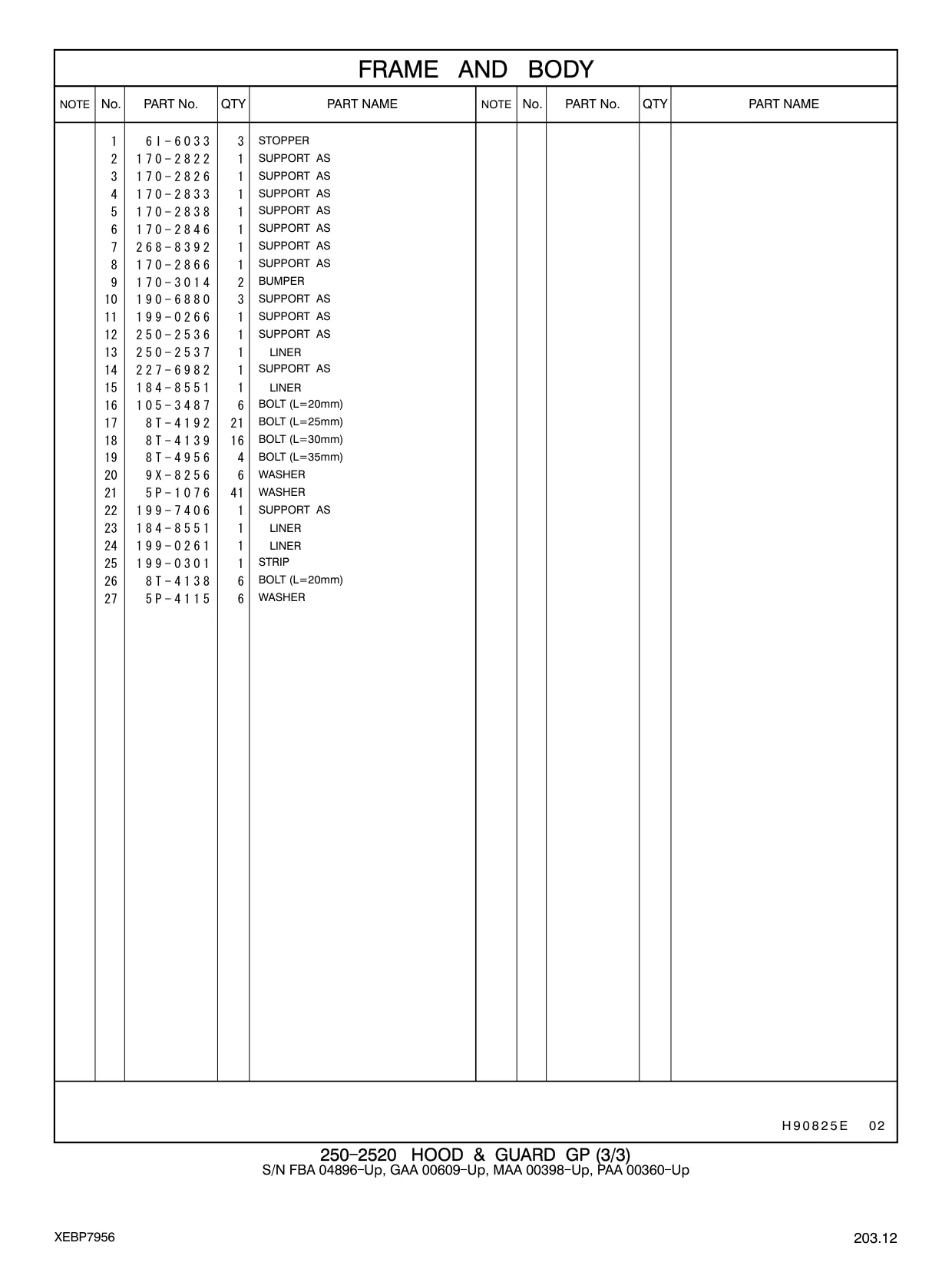 250-2536 - SUPPORT AS