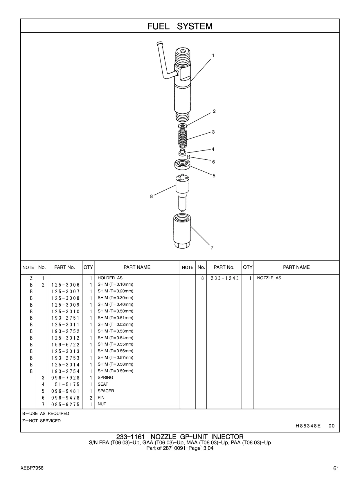 233-1243 - NOZZLE AS H 8 5 3 4 8 E 00