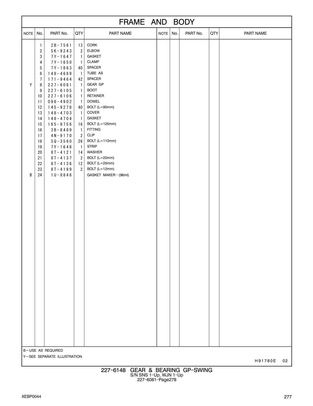 145-9278 - BOLT (L=90mm)