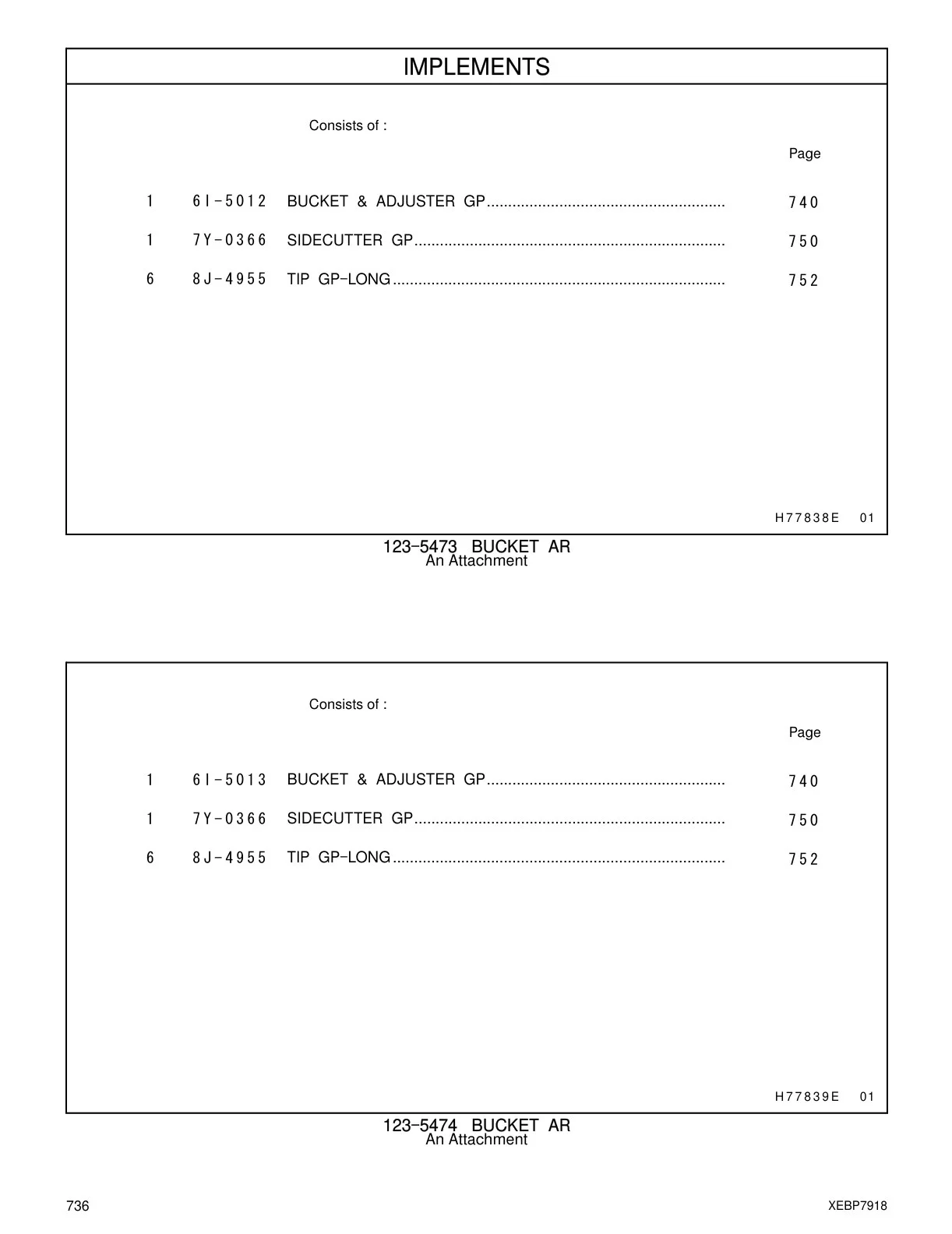 6I-5013 BUCKET & ADJUSTER GP CAT parts manual diagram