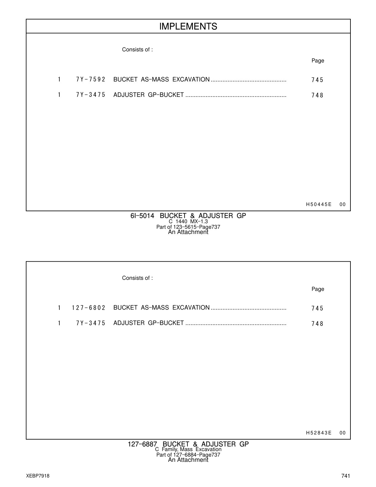 7Y-7592 BUCKET AS-MASS EXCAVATION CAT parts manual diagram