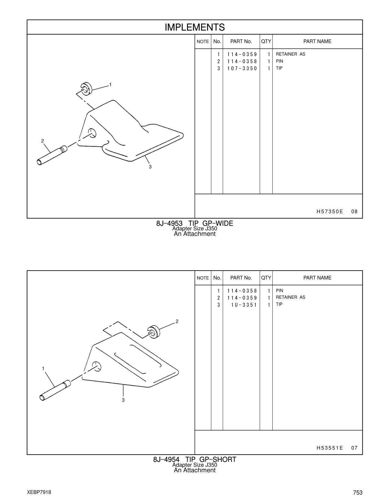 1U-3351 TIP CAT parts manual diagram