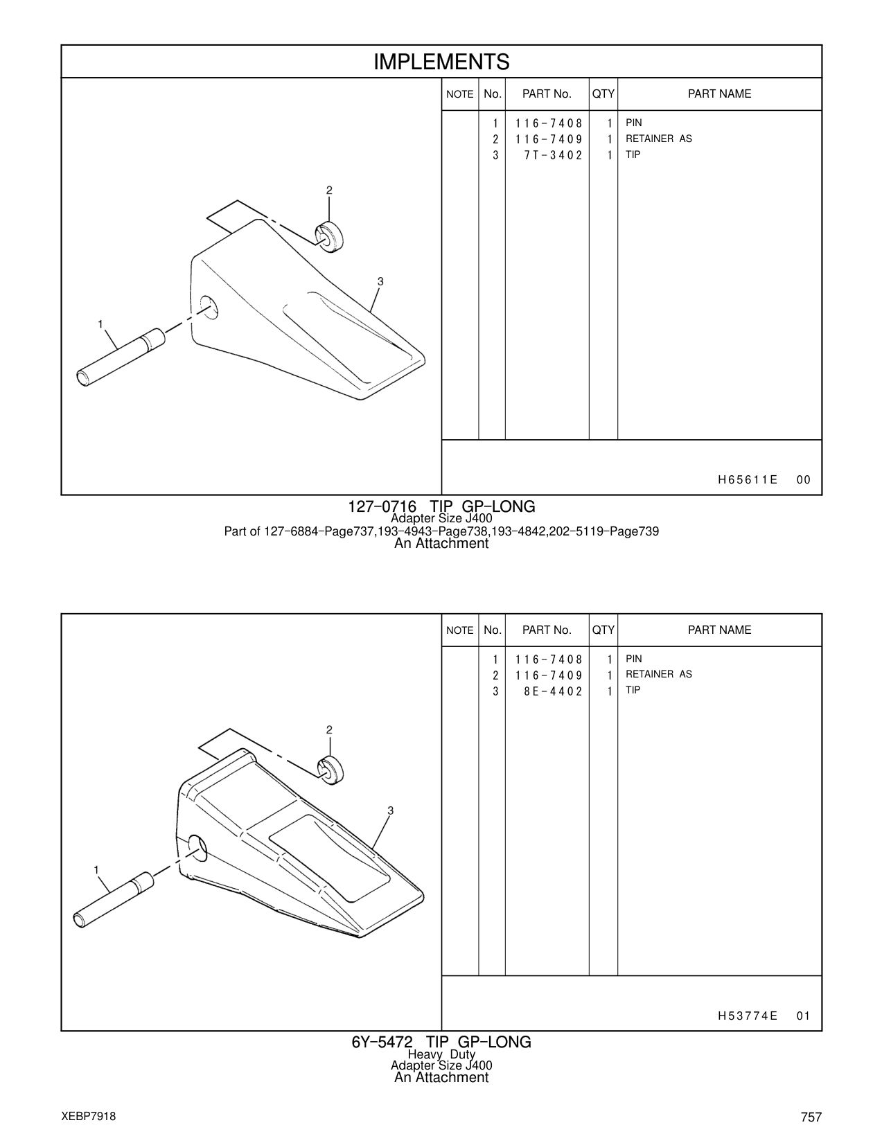 116-7409 RETAINER AS CAT parts manual diagram