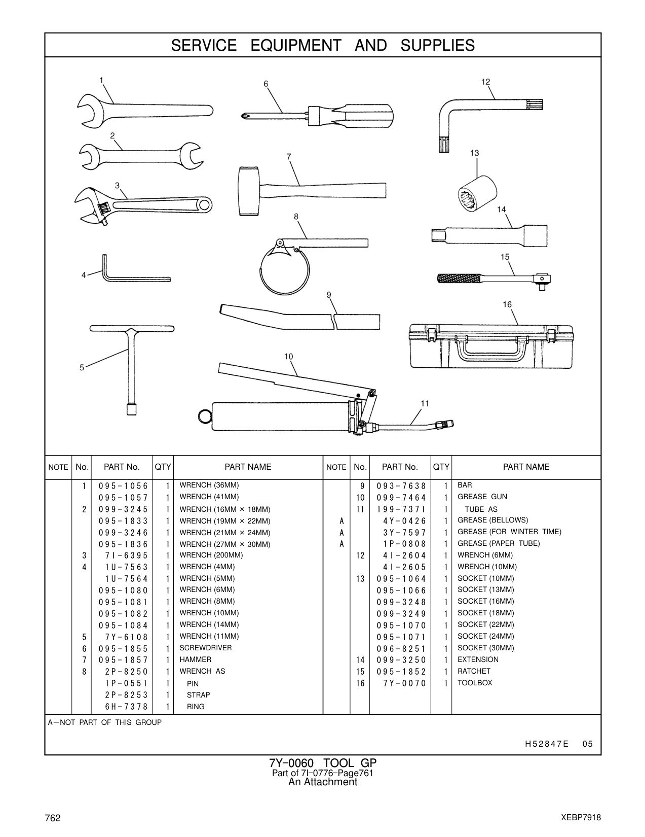 7Y-6108 WRENCH (11MM) CAT parts manual diagram