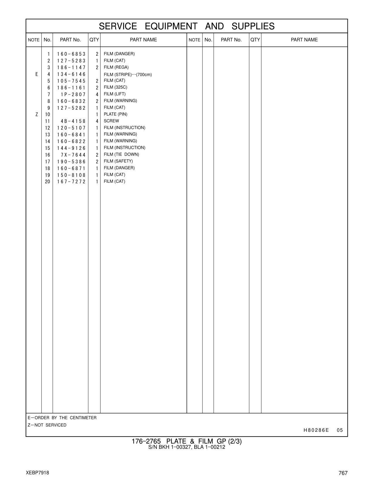 150-8108 FILM (CAT) CAT parts manual diagram
