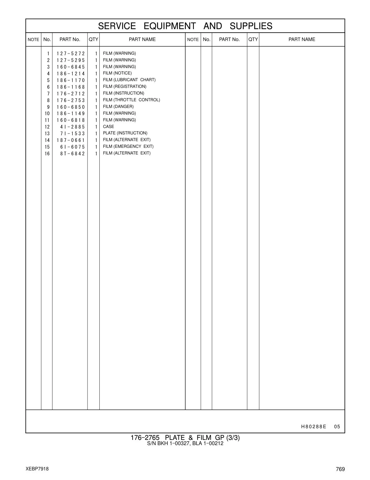 186-1149 FILM (WARNING) CAT parts manual diagram