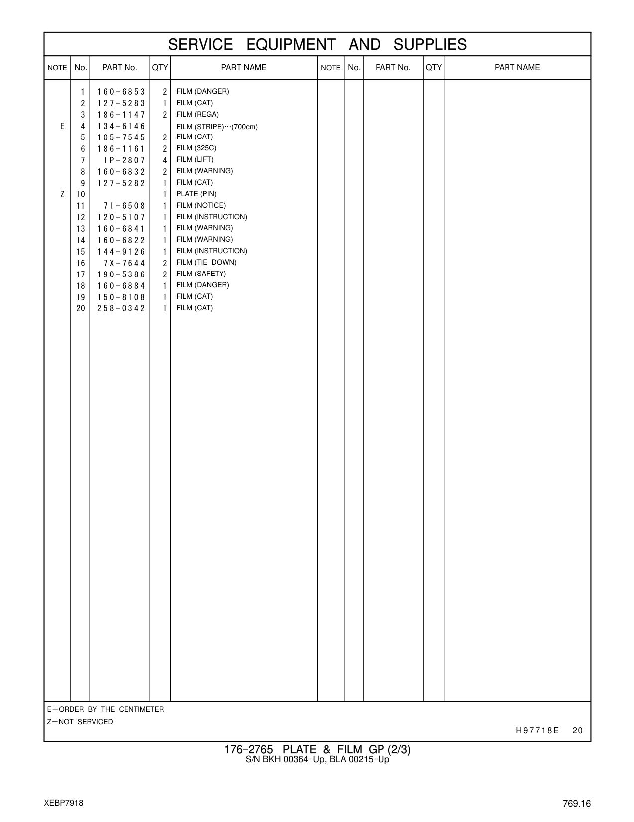 258-0342 FILM (CAT) CAT parts manual diagram