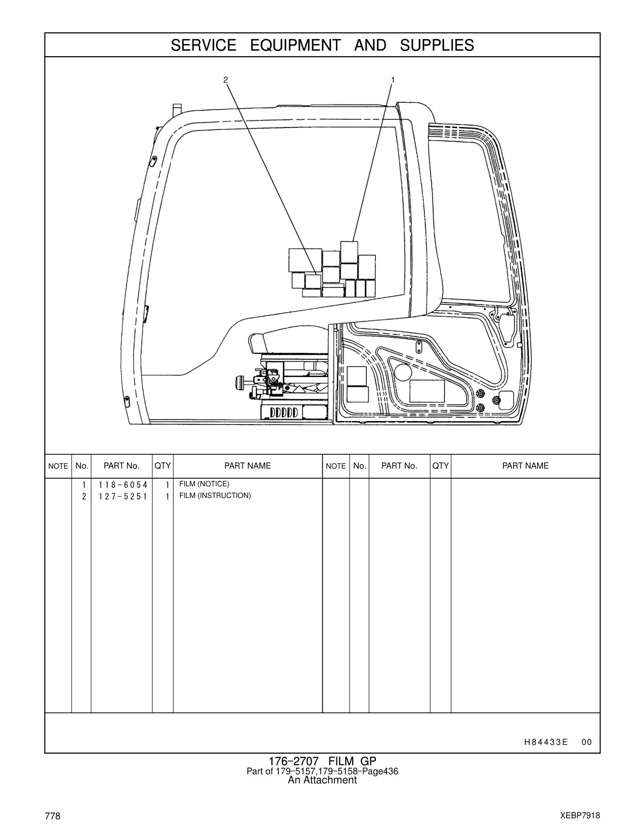 118-6054 FILM (NOTICE) CAT parts manual diagram