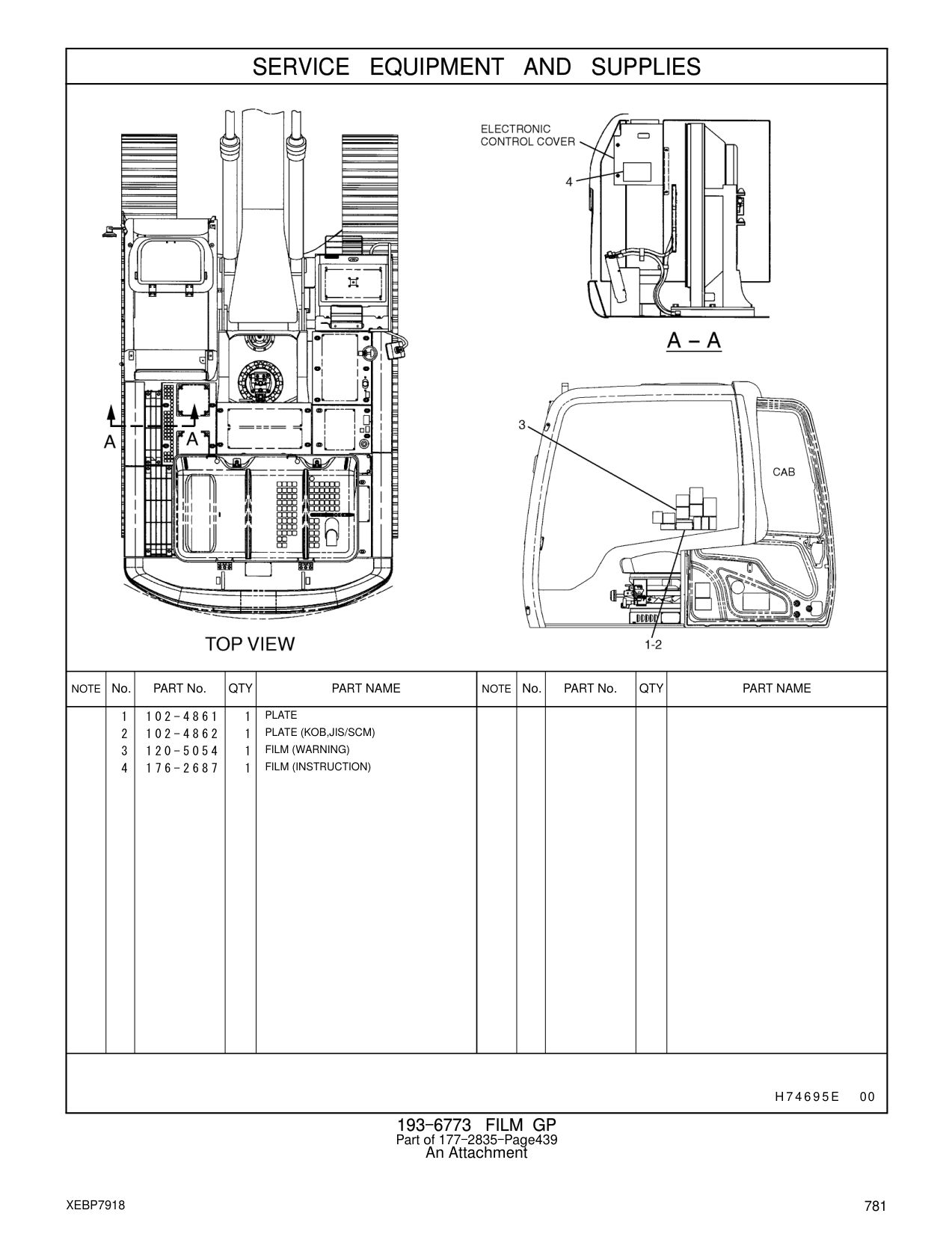 102-4862 PLATE (KOB,JIS/SCM) CAT parts manual diagram
