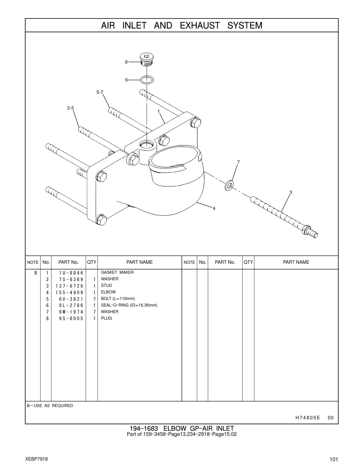 137-6726 STUD CAT parts manual diagram