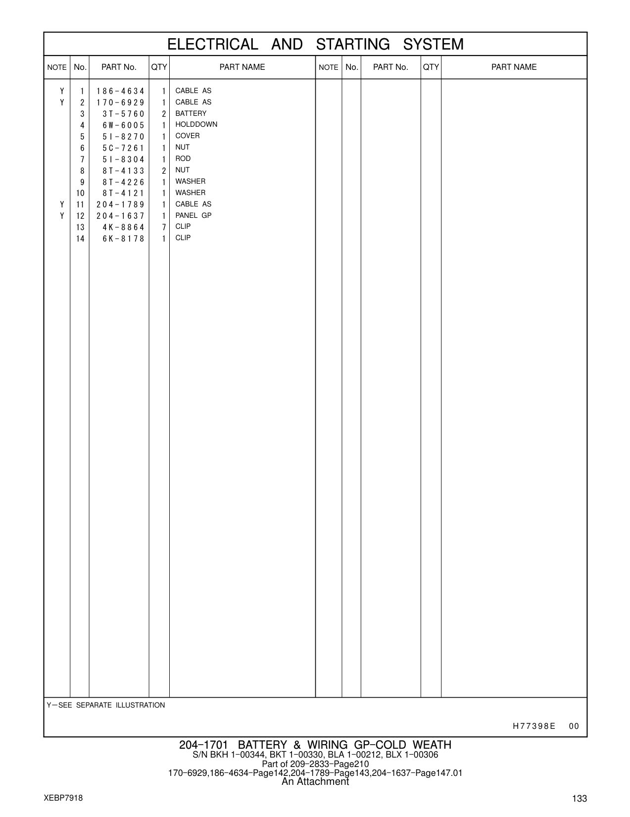 204-1789 CABLE AS CAT parts manual diagram