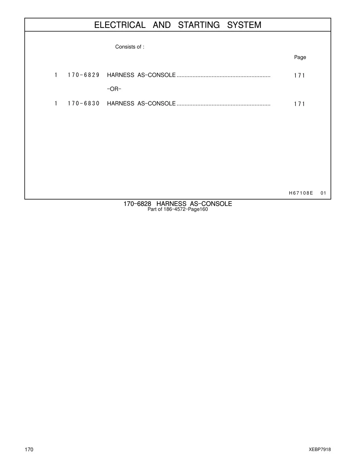 170-6829 - HARNESS AS - CONSOLE ........................................................... - OR -