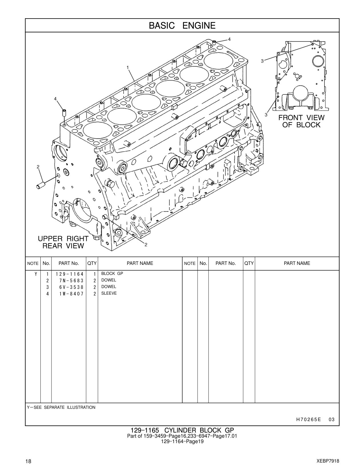 129-1164 BLOCK GP CAT parts manual diagram