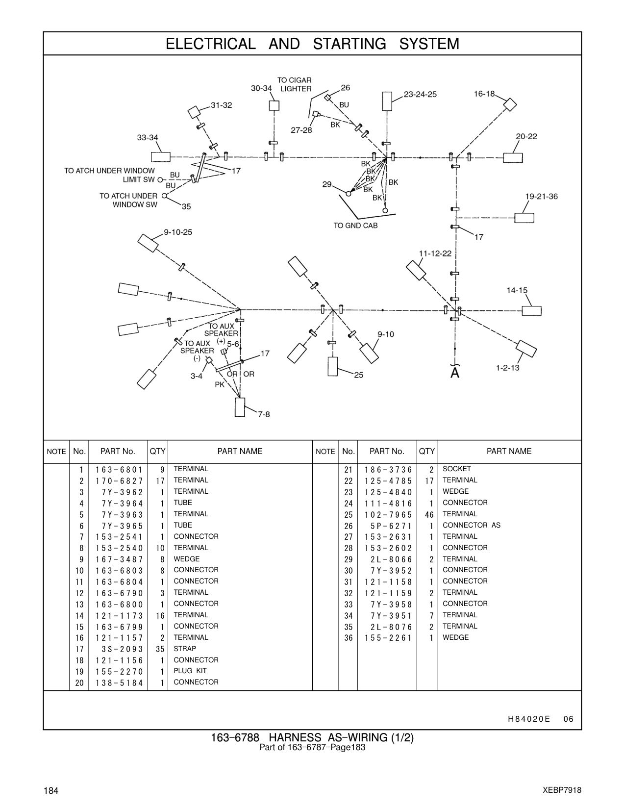 167-3487 WEDGE CAT parts manual diagram