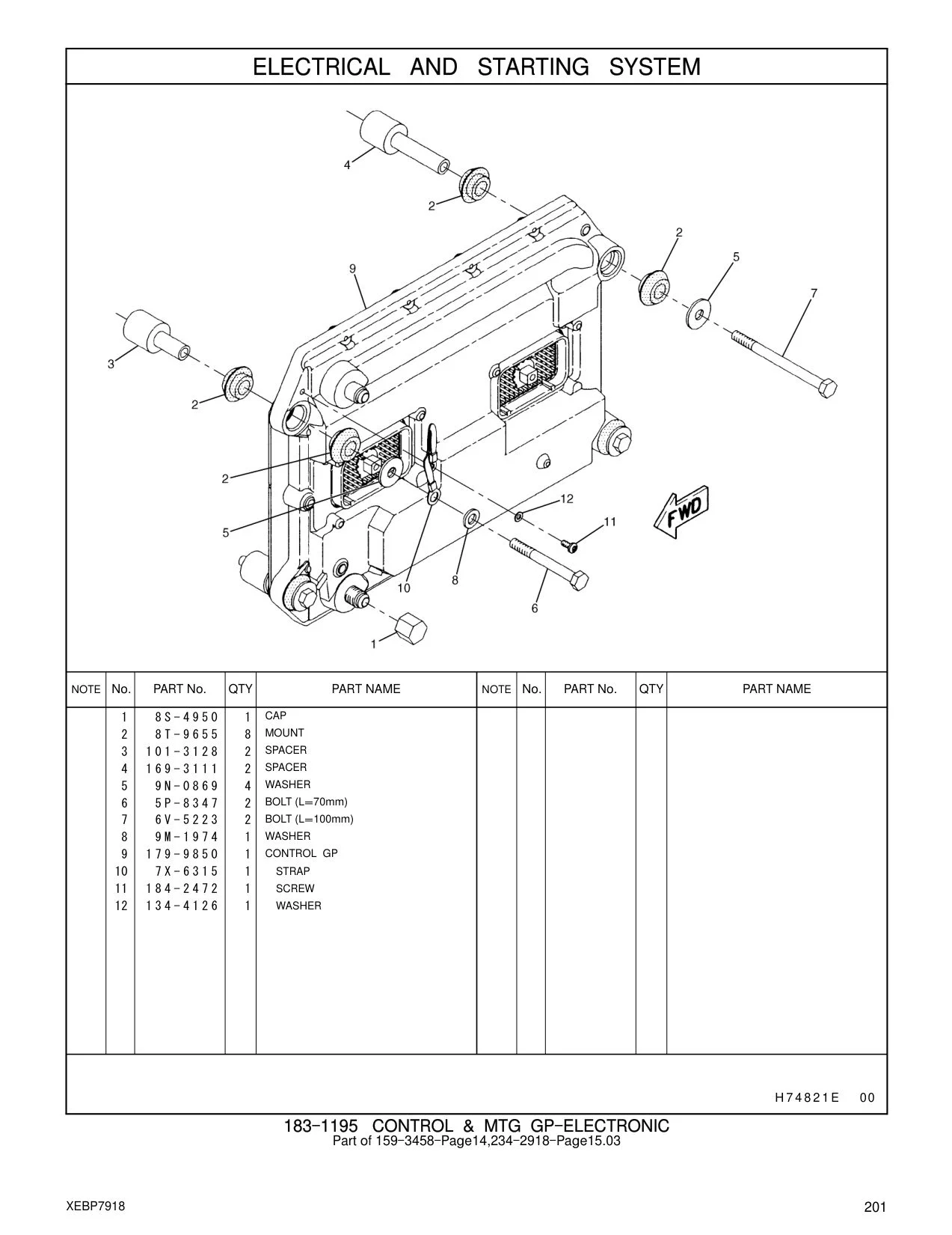 101-3128 SPACER CAT parts manual diagram