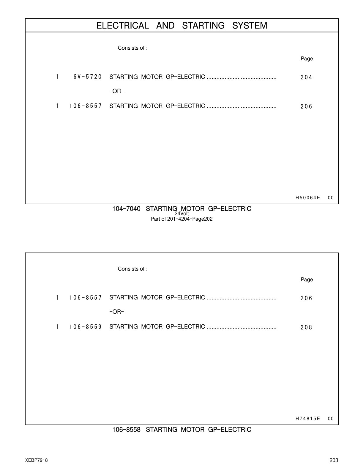 106-8557 STARTING MOTOR GP-ELECTRIC CAT parts manual diagram