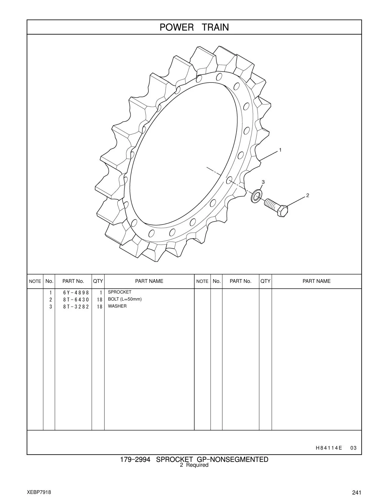 6Y-4898 SPROCKET CAT parts manual diagram