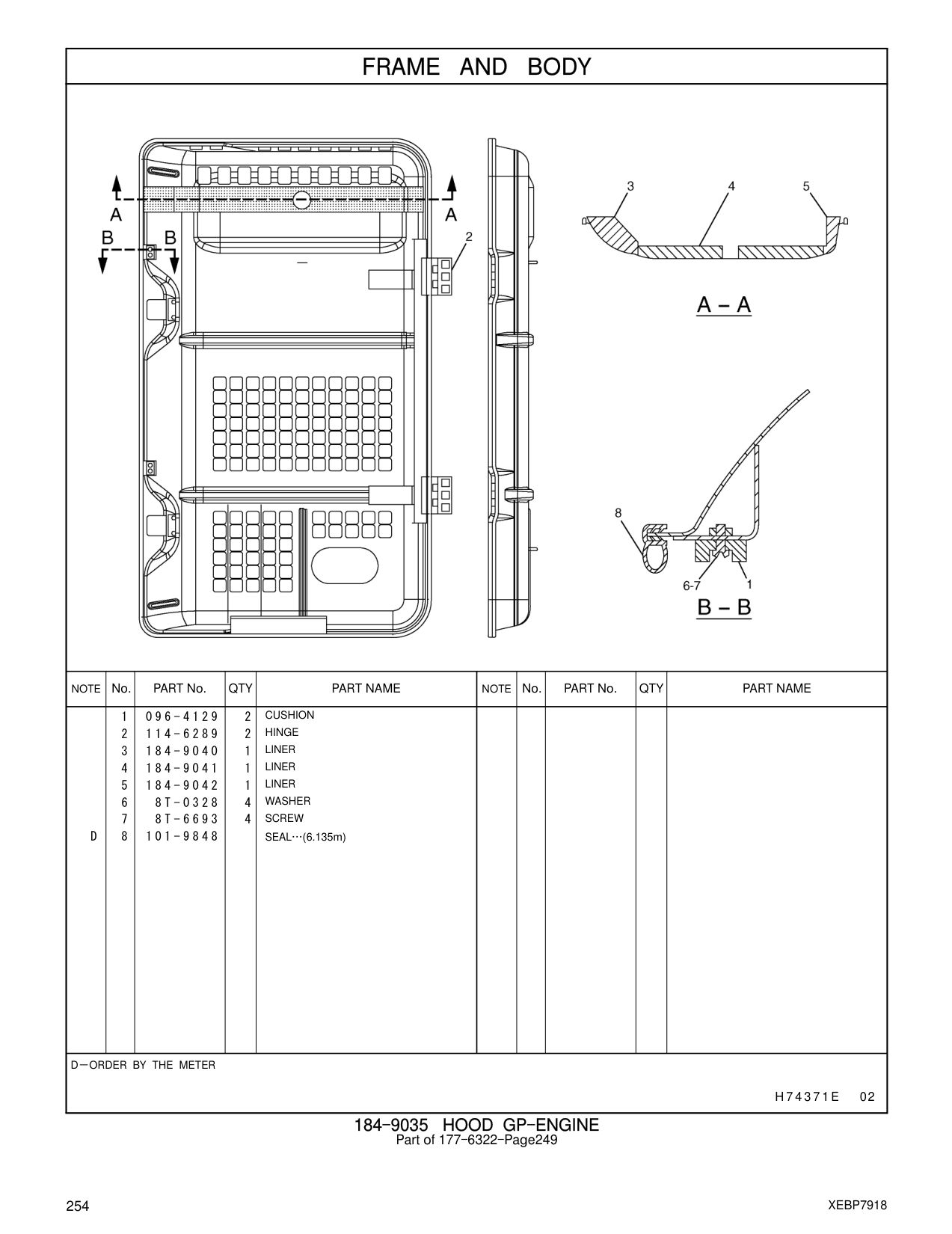 114-6289 HINGE CAT parts manual diagram