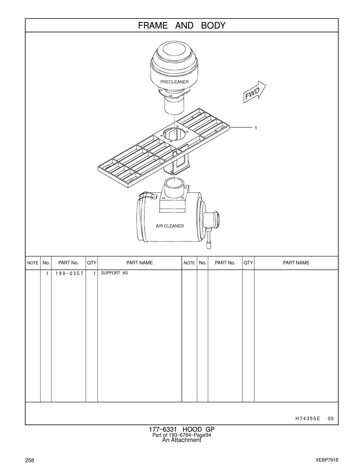 199-0357 SUPPORT AS CAT parts manual diagram