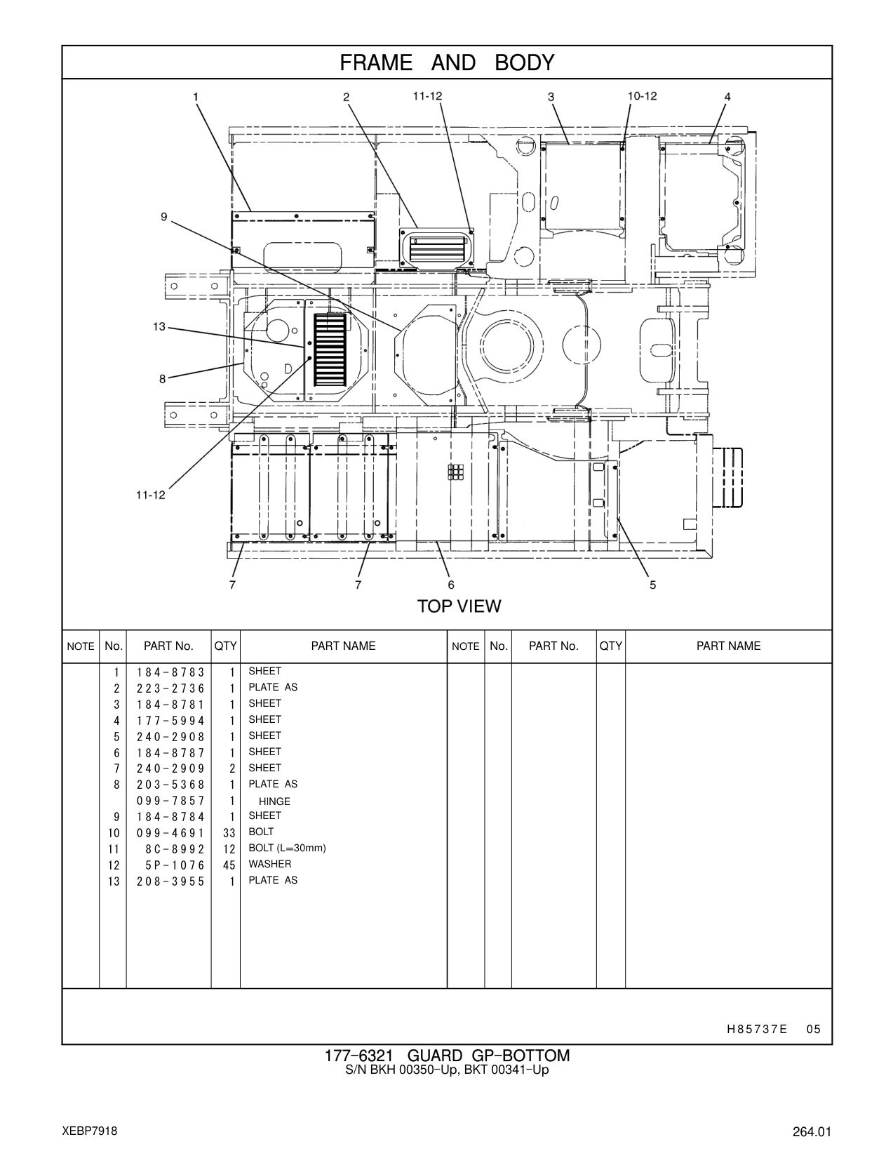 240-2909 SHEET CAT parts manual diagram