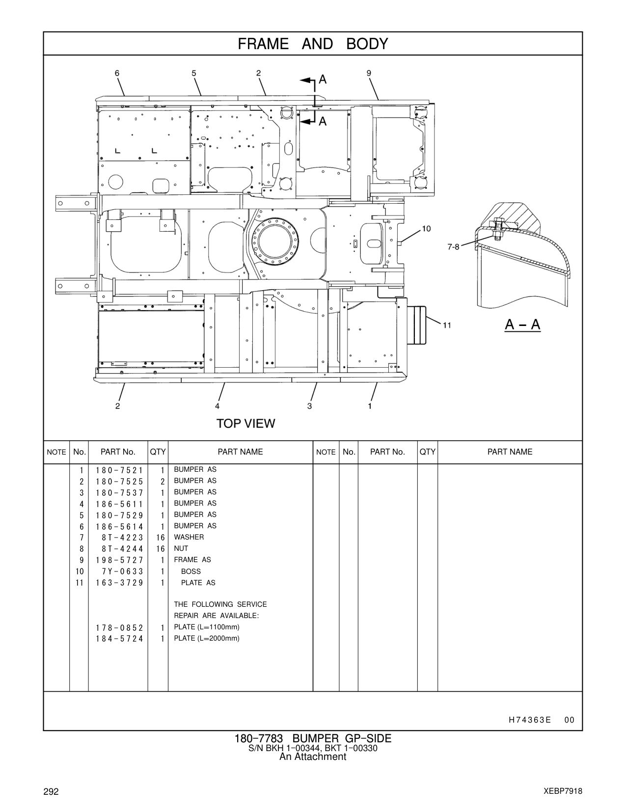 180-7525 BUMPER AS CAT parts manual diagram
