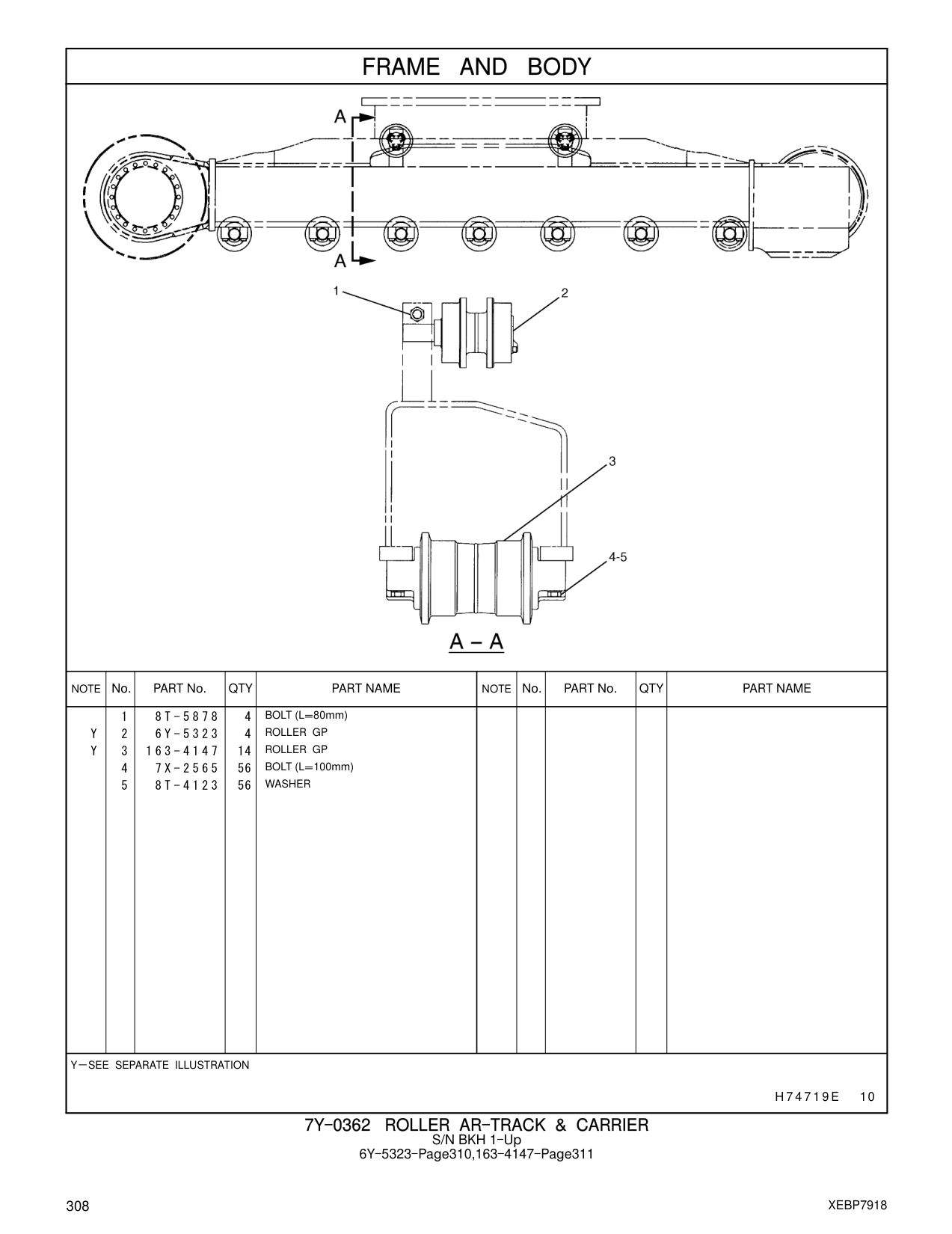 163-4147 ROLLER GP CAT parts manual diagram